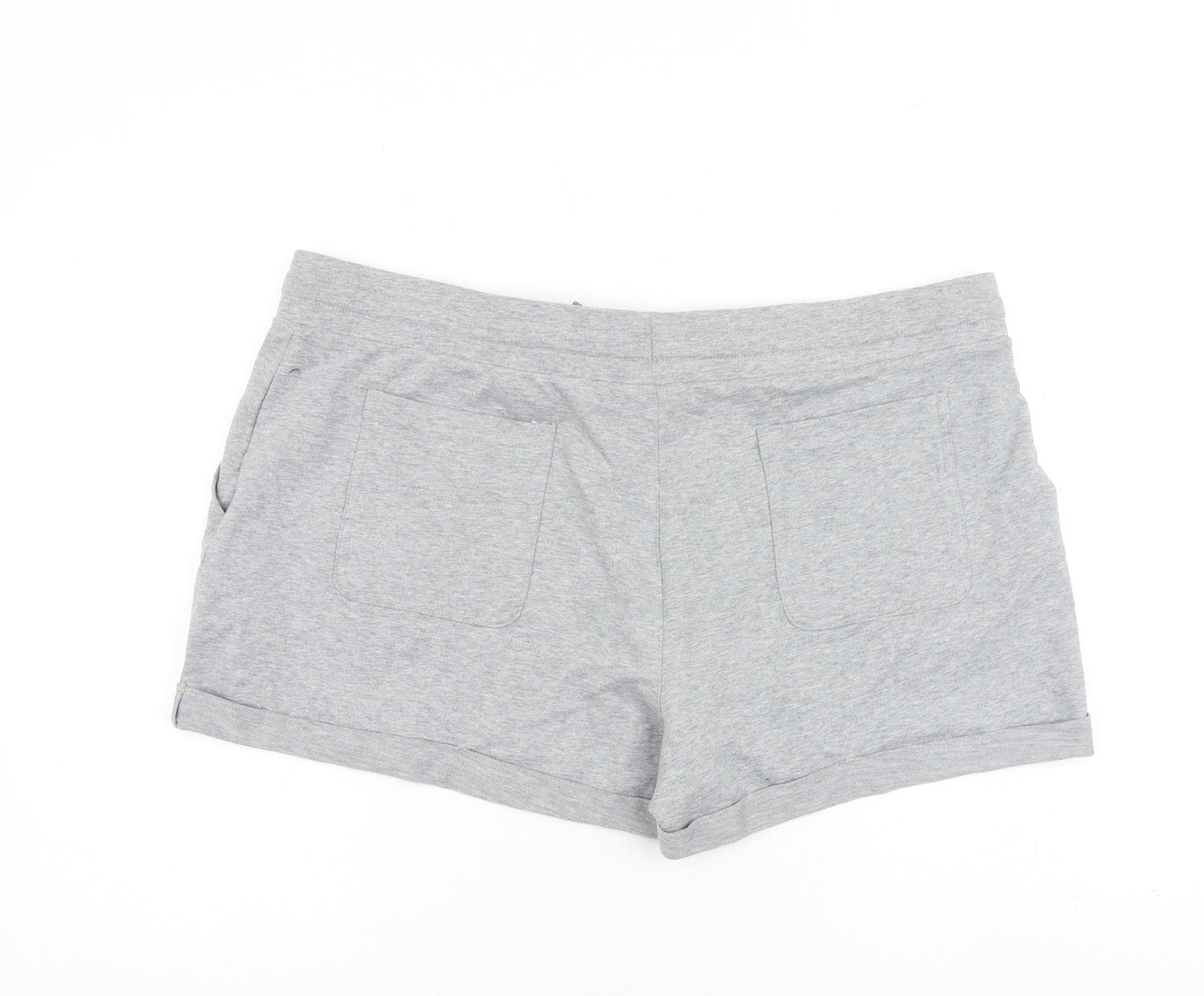 Marks and Spencer Womens Grey Cotton Basic Shorts Size 20 L3 in Regular Drawstring