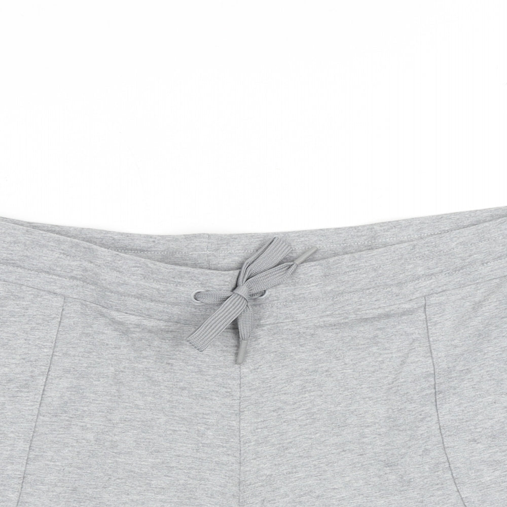 Marks and Spencer Womens Grey Cotton Basic Shorts Size 20 L3 in Regular Drawstring