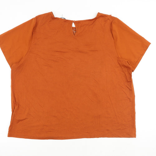 Marks and Spencer Womens Brown Viscose Basic T-Shirt Size 22 Round Neck