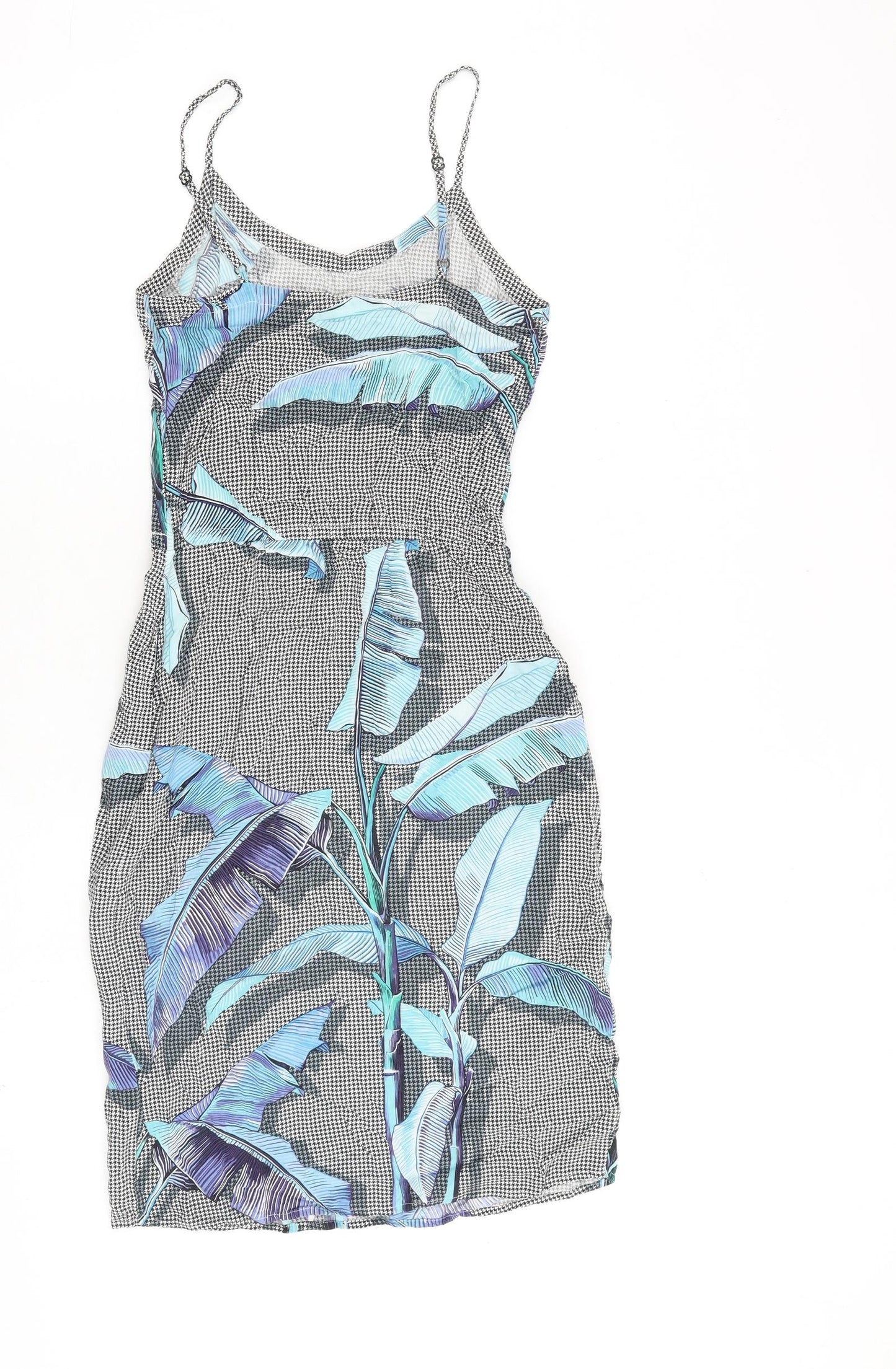 Warehouse Womens Black Floral Viscose A-Line Size 6 V-Neck Pullover