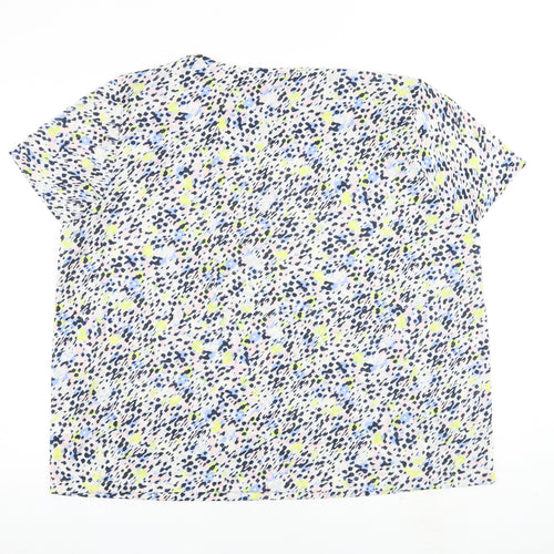 Marks and Spencer Womens Multicoloured Geometric Polyester Basic T-Shirt Size 20 Round Neck
