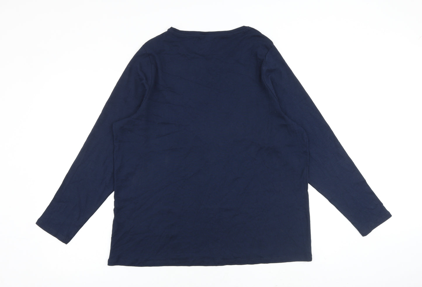 Marks and Spencer Womens Blue 100% Cotton Basic T-Shirt Size 24 Round Neck