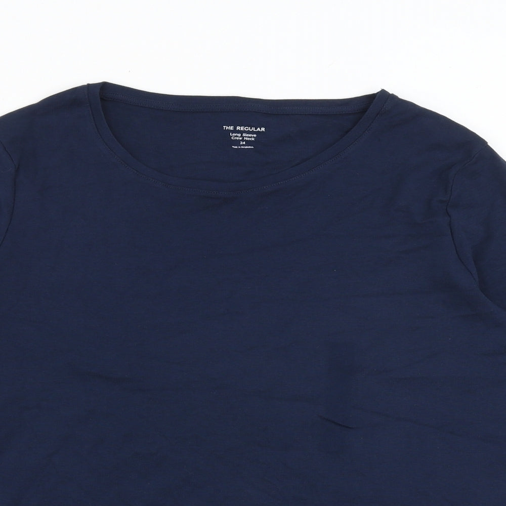 Marks and Spencer Womens Blue 100% Cotton Basic T-Shirt Size 24 Round Neck