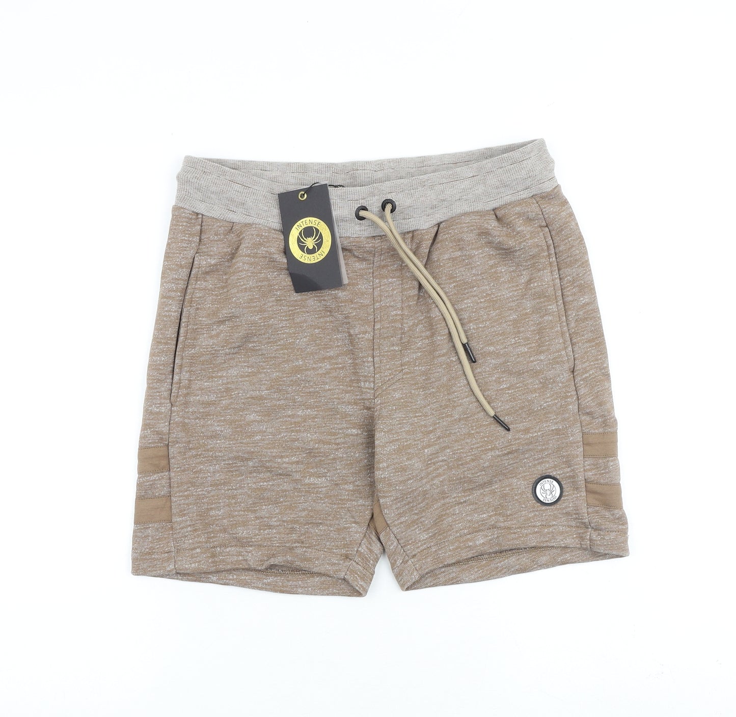 Intense Mens Brown Cotton Bermuda Shorts Size S L6 in Regular Drawstring