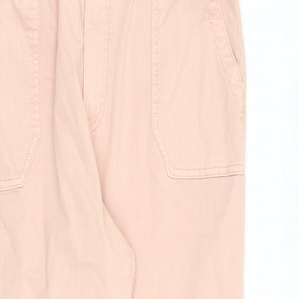 Marks and Spencer Womens Pink Cotton Straight Jeans Size 18 L26 in Regular Zip