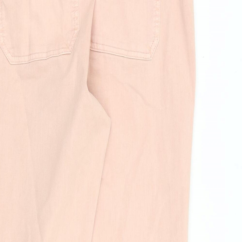 Marks and Spencer Womens Pink Cotton Straight Jeans Size 18 L26 in Regular Zip