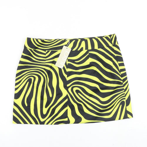 Murci Womens Black Animal Print Polyester A-Line Skirt Size 14 Zip