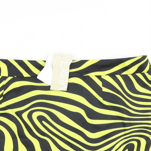 Murci Womens Black Animal Print Polyester A-Line Skirt Size 14 Zip