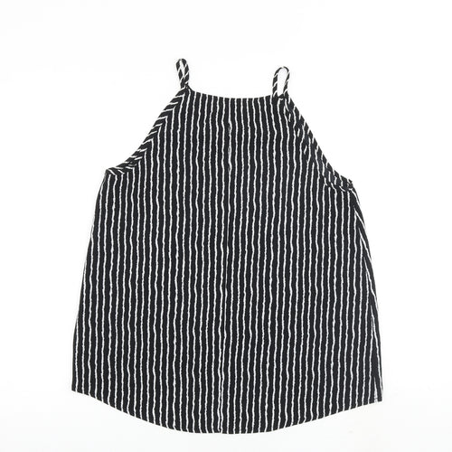 TEMT Womens Black Geometric Polyester Camisole Tank Size 10 Square Neck