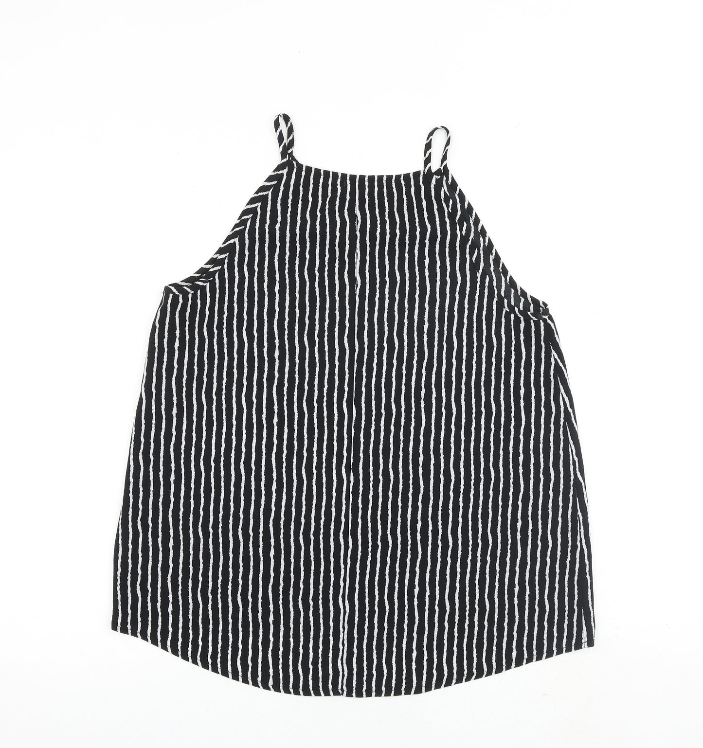 TEMT Womens Black Geometric Polyester Camisole Tank Size 10 Square Neck