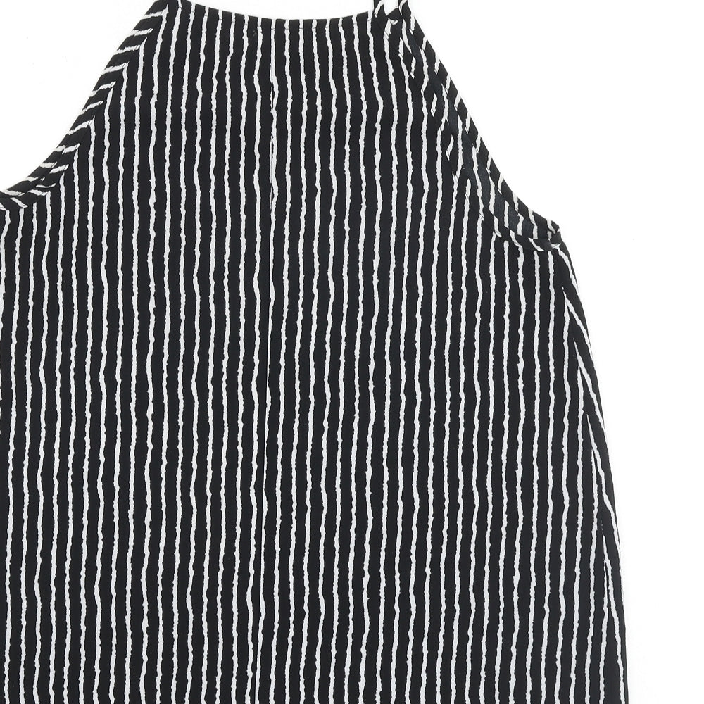 TEMT Womens Black Geometric Polyester Camisole Tank Size 10 Square Neck