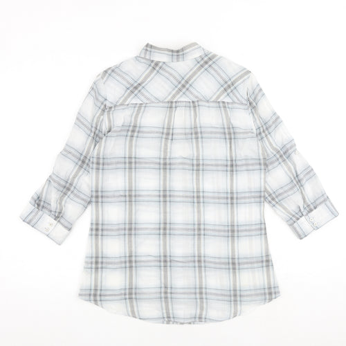 Autograph Womens Grey Check 100% Cotton Basic Button-Up Size 10 Collared