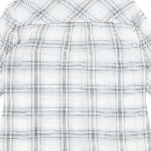 Autograph Womens Grey Check 100% Cotton Basic Button-Up Size 10 Collared