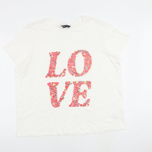 Marks and Spencer Womens White 100% Cotton Basic T-Shirt Size 20 Round Neck