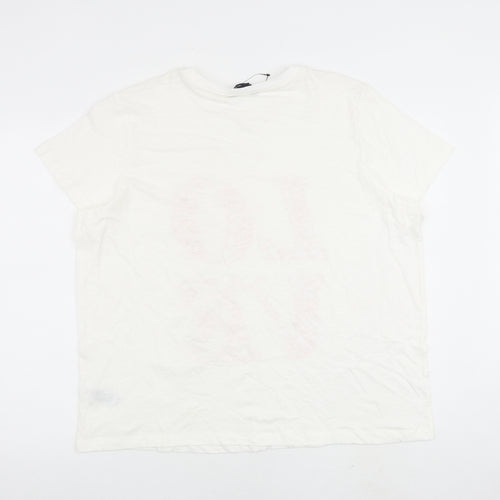 Marks and Spencer Womens White 100% Cotton Basic T-Shirt Size 20 Round Neck