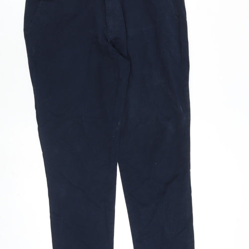 Easy Mens Blue Cotton Chino Trousers Size 32 in L28 in Regular Zip