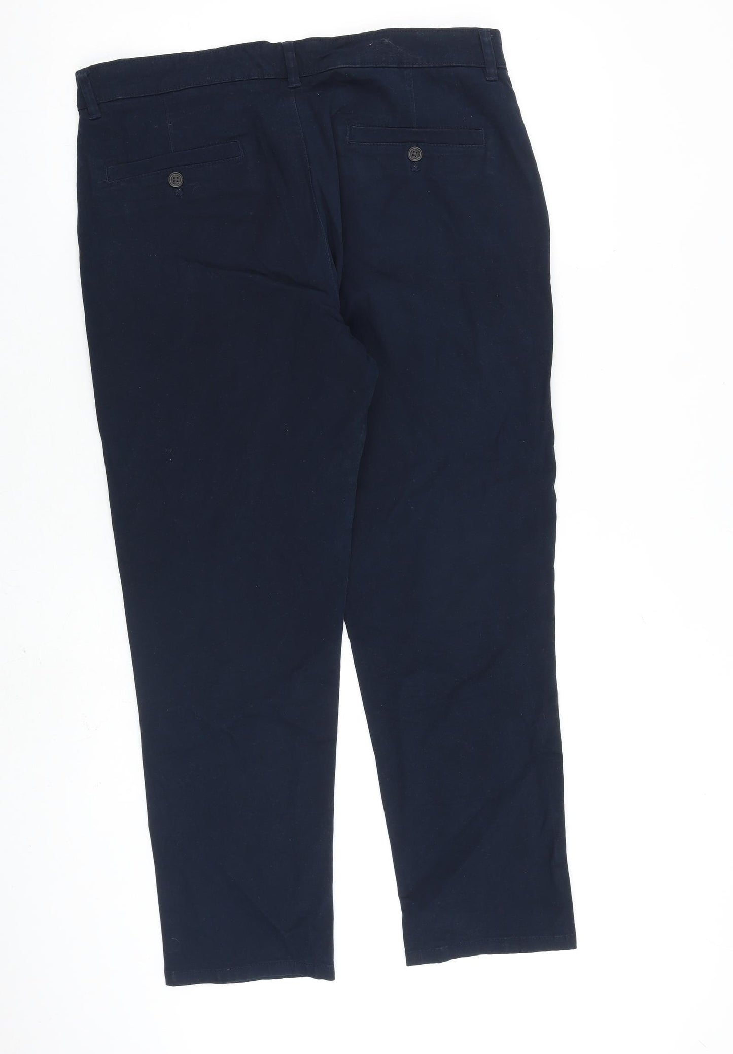 Easy Mens Blue Cotton Chino Trousers Size 32 in L28 in Regular Zip