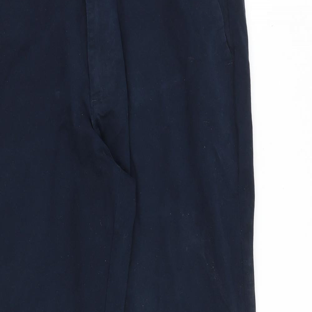 Easy Mens Blue Cotton Chino Trousers Size 32 in L28 in Regular Zip