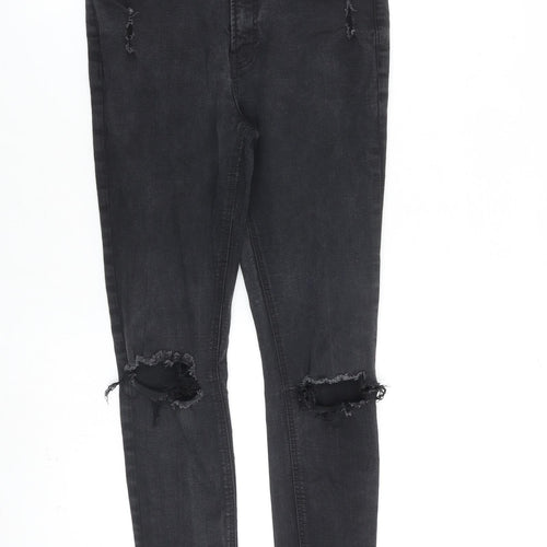 Denim & Co. Womens Grey Cotton Skinny Jeans Size 12 L27 in Regular Zip