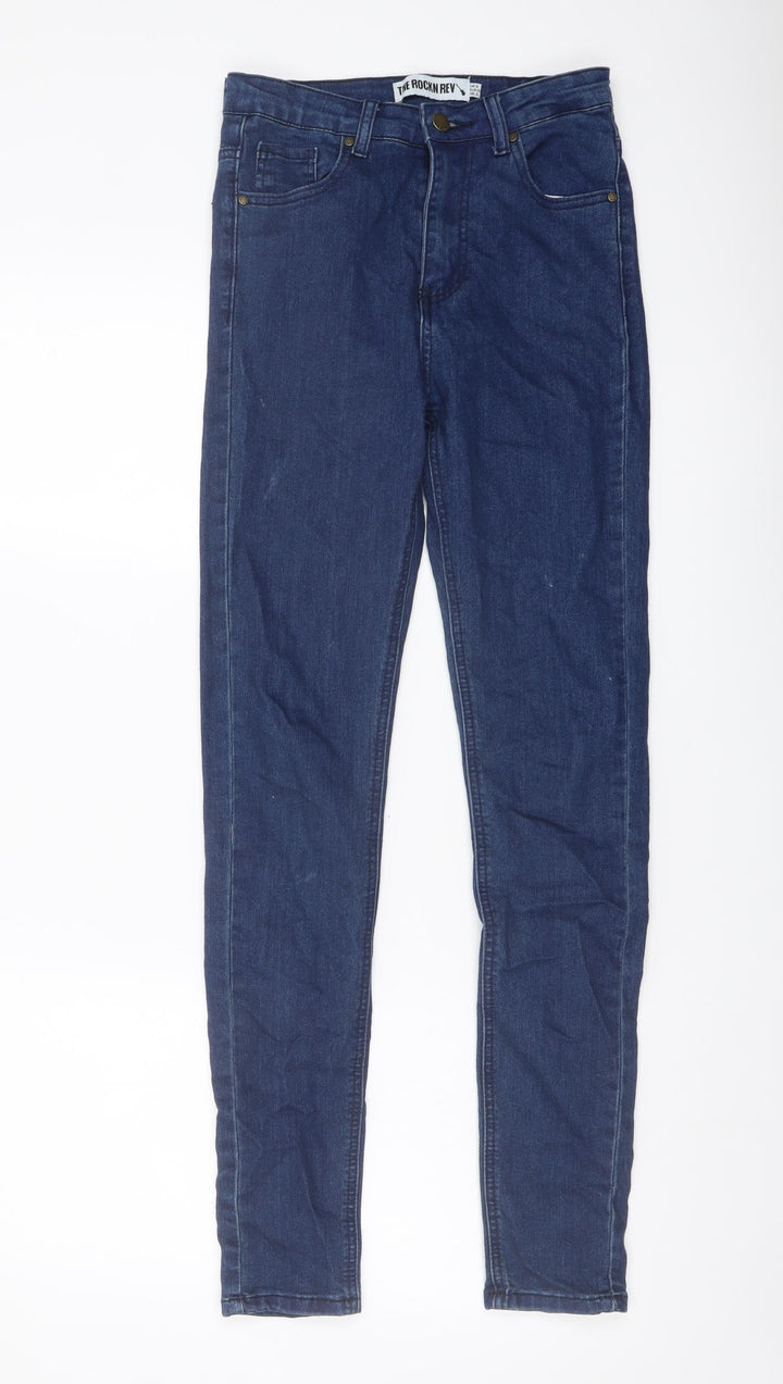 The Rockn Rev Womens Blue Cotton Skinny Jeans Size 8 L29 in Regular Button