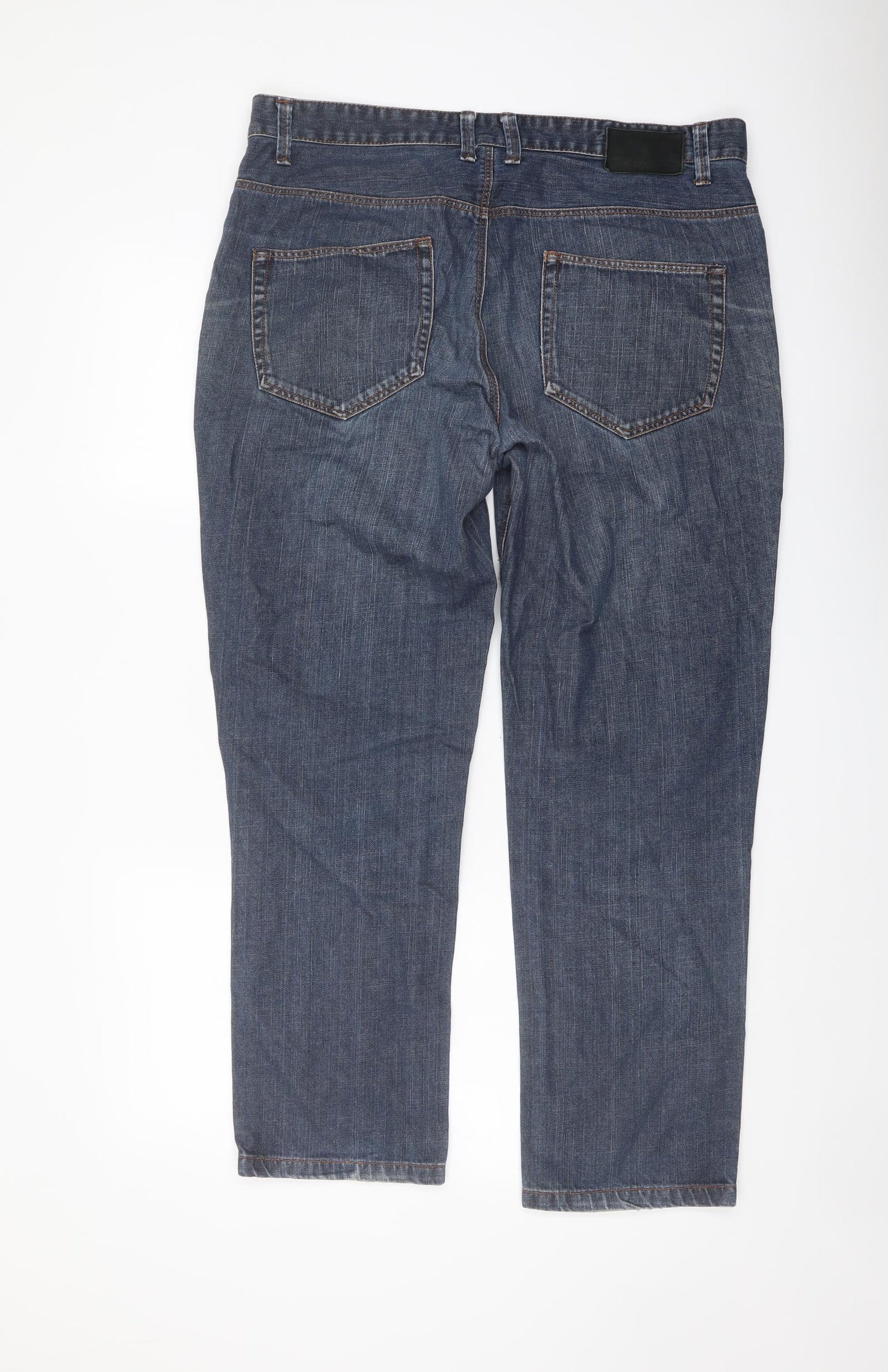 TU Mens Blue Cotton Straight Jeans Size 36 in L30 in Slim Button
