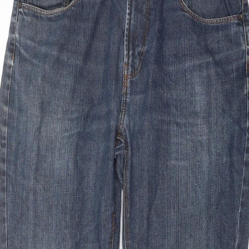 TU Mens Blue Cotton Straight Jeans Size 36 in L30 in Slim Button