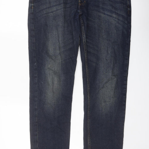 Authentic Casual Wear Mens Blue Cotton Straight Jeans Size 32 in L32 in Slim Button