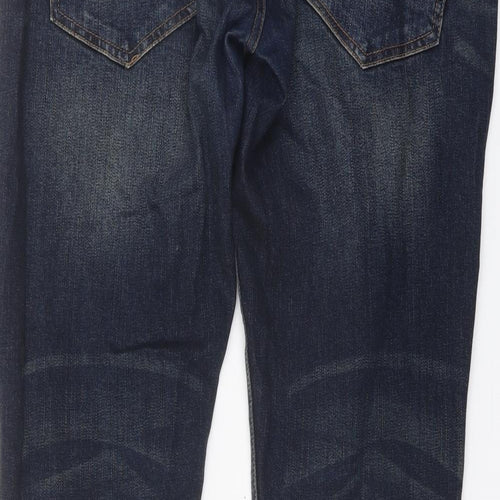 Authentic Casual Wear Mens Blue Cotton Straight Jeans Size 32 in L32 in Slim Button