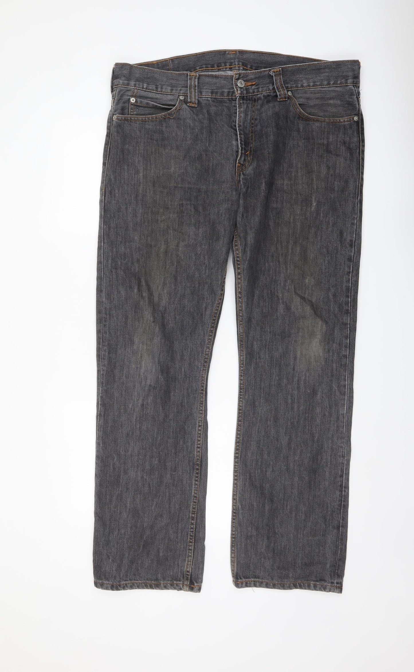 Levi's Mens Grey Cotton Straight Jeans Size 38 in L32 in Regular Button