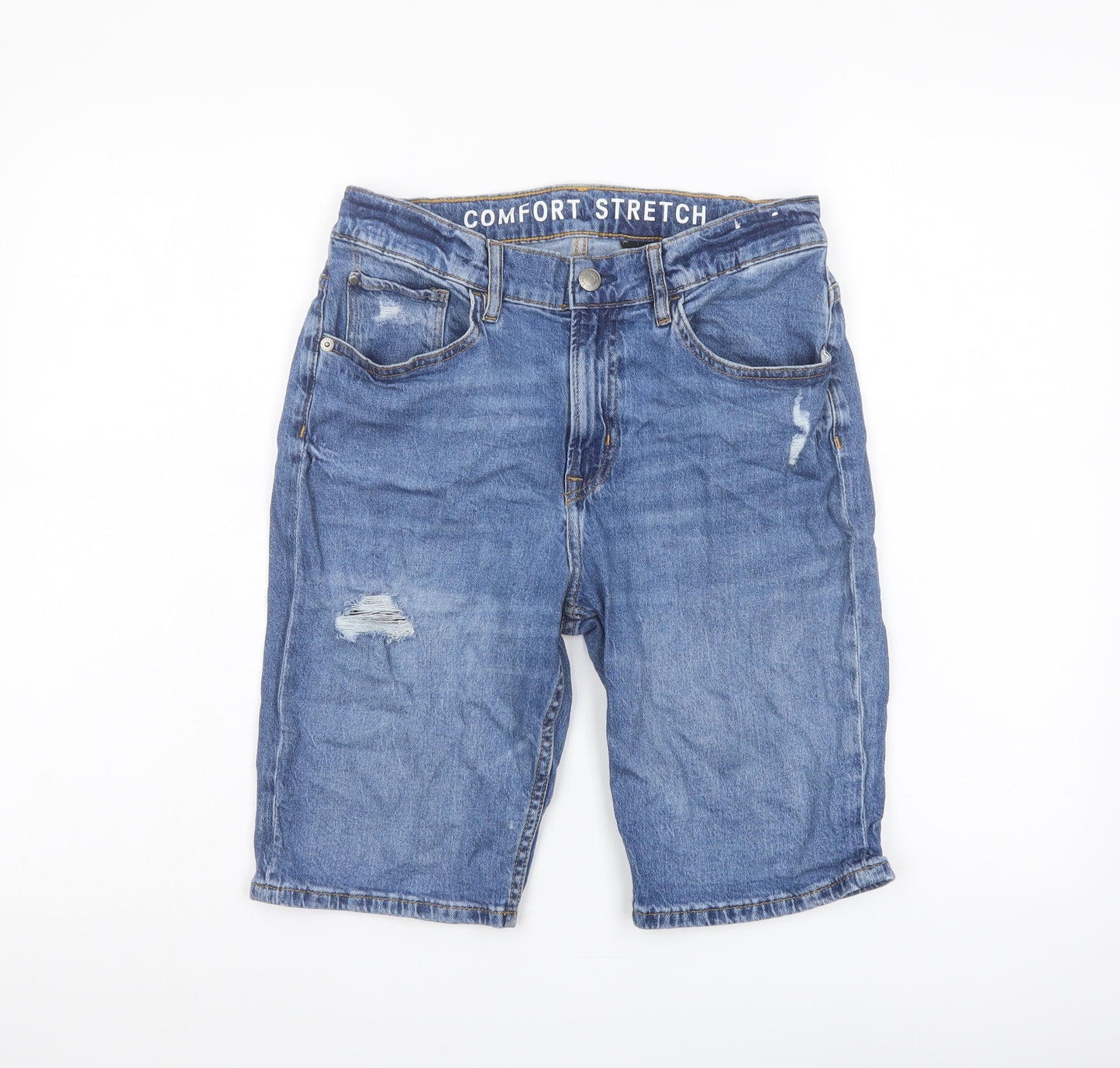 H&M Boys Blue Cotton Bermuda Shorts Size 13-14 Years Regular Zip