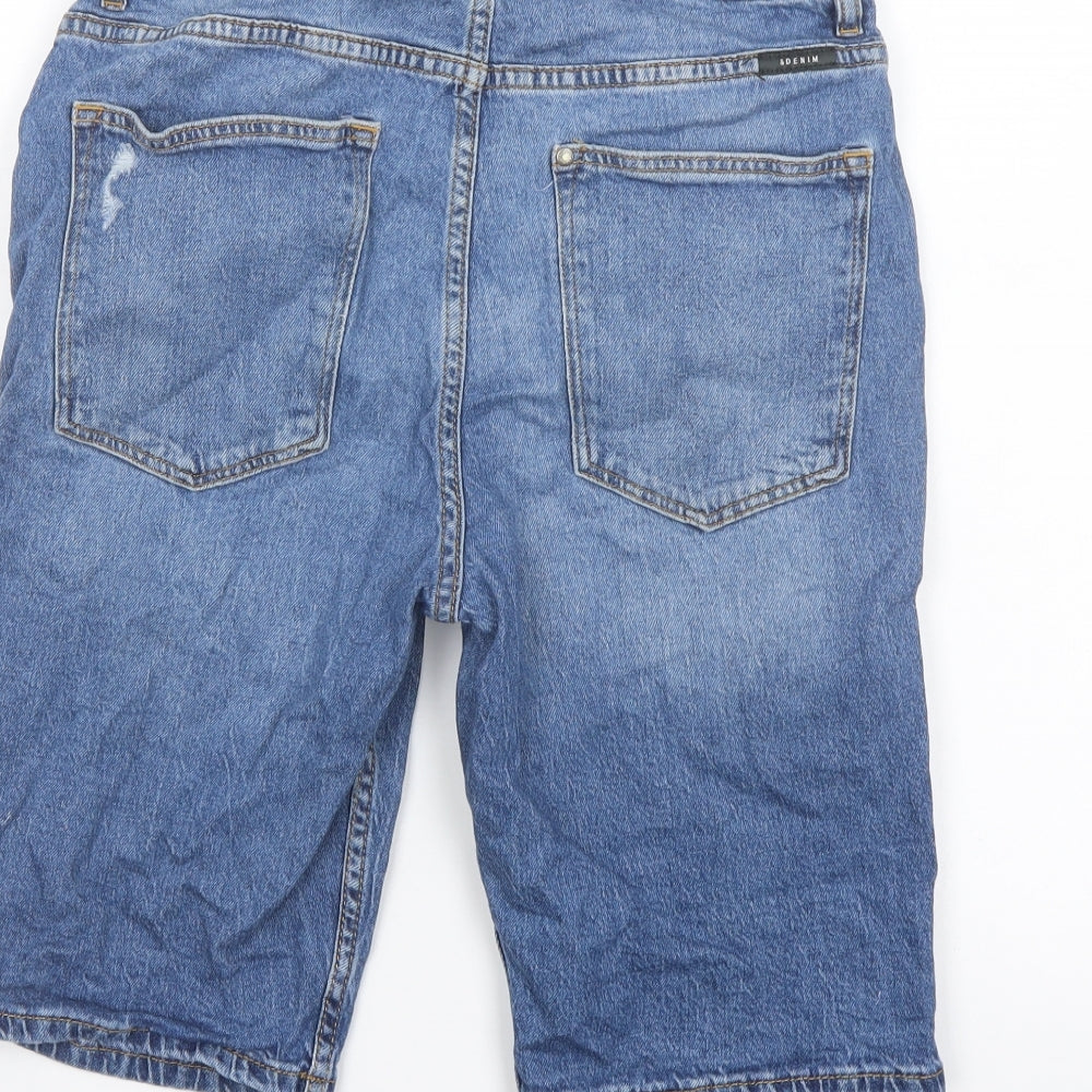 H&M Boys Blue Cotton Bermuda Shorts Size 13-14 Years Regular Zip