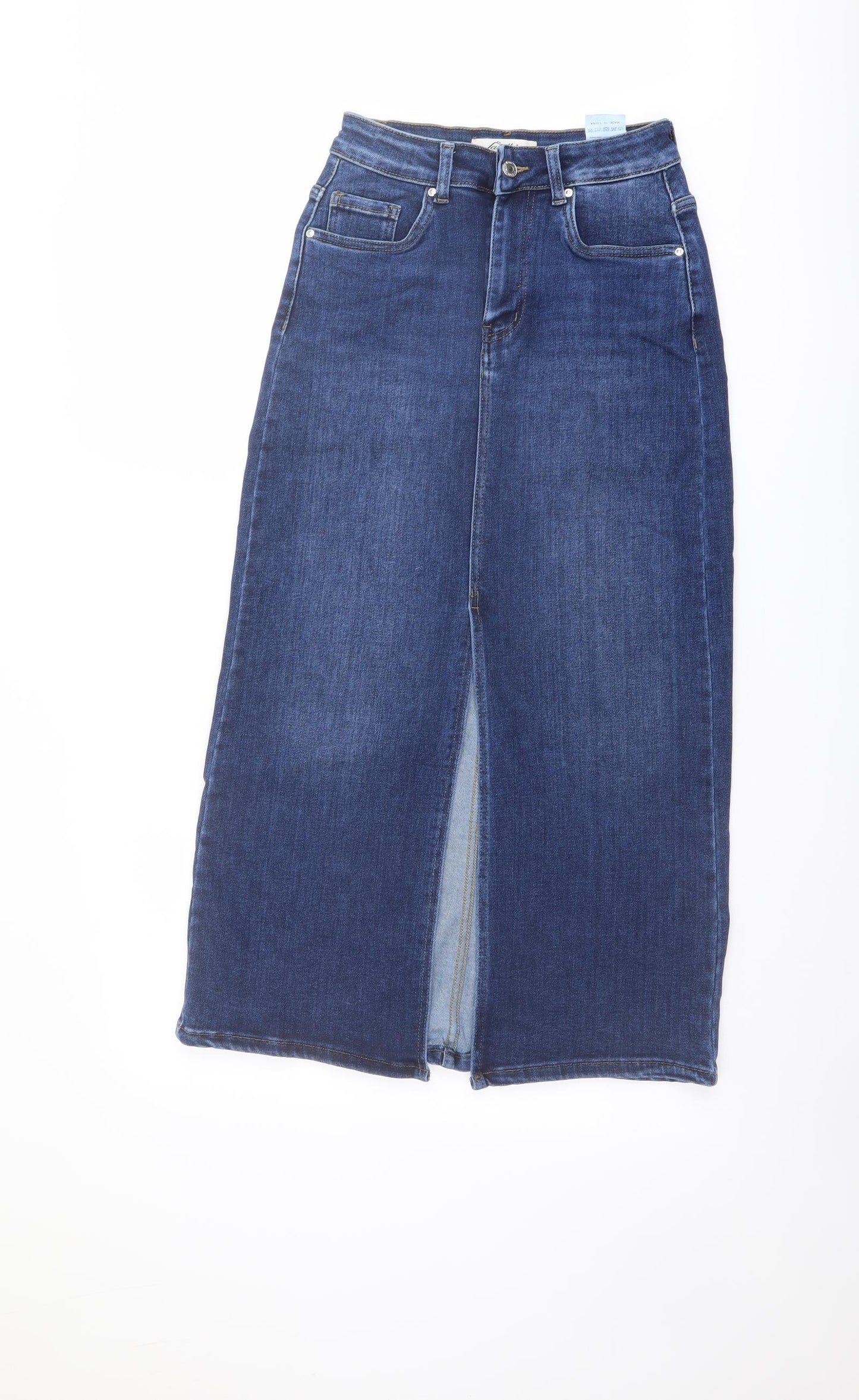Jewelly Womens Blue Cotton A-Line Skirt Size 6 Button