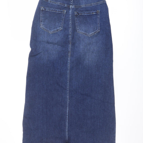 Jewelly Womens Blue Cotton A-Line Skirt Size 6 Button