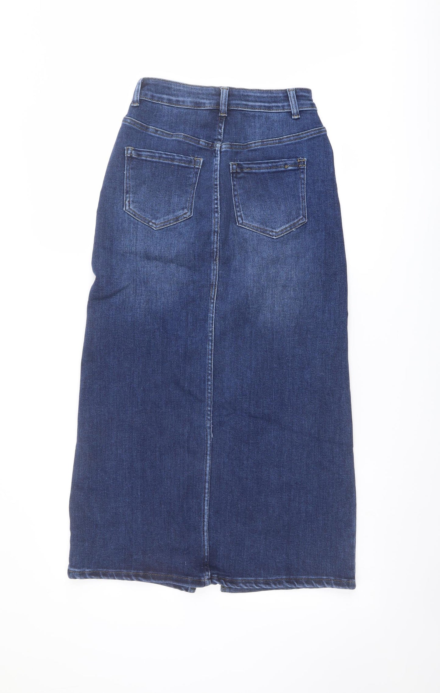 Jewelly Womens Blue Cotton A-Line Skirt Size 6 Button