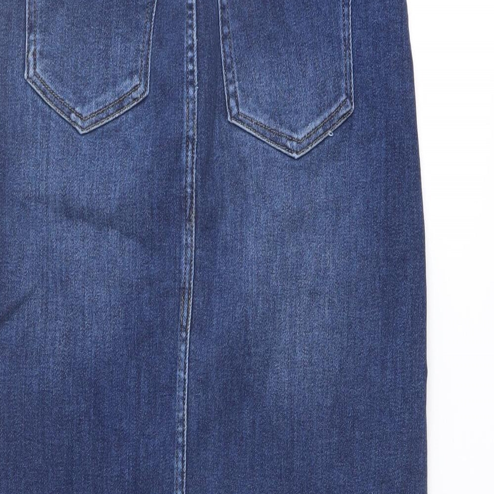 Jewelly Womens Blue Cotton A-Line Skirt Size 6 Button