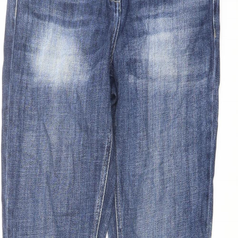 NEXT Womens Blue Cotton Straight Jeans Size 6 L29 in Regular Button
