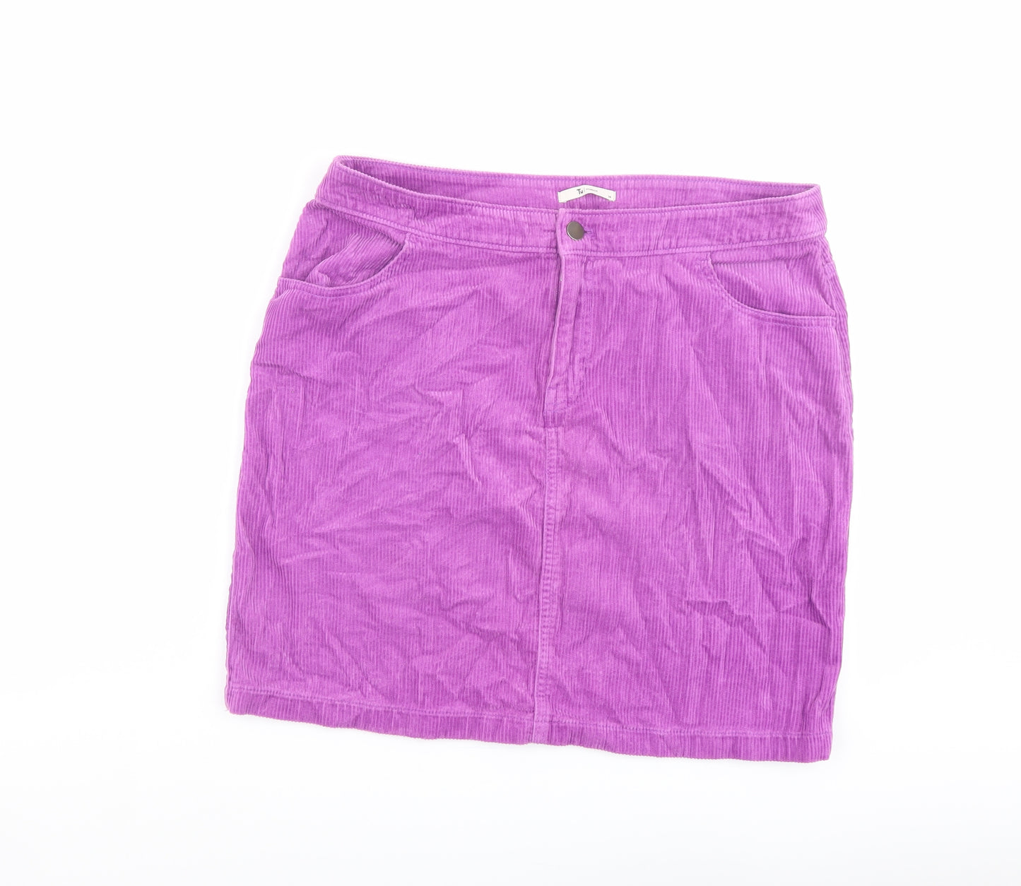 TU Womens Purple Cotton A-Line Skirt Size 14 Button