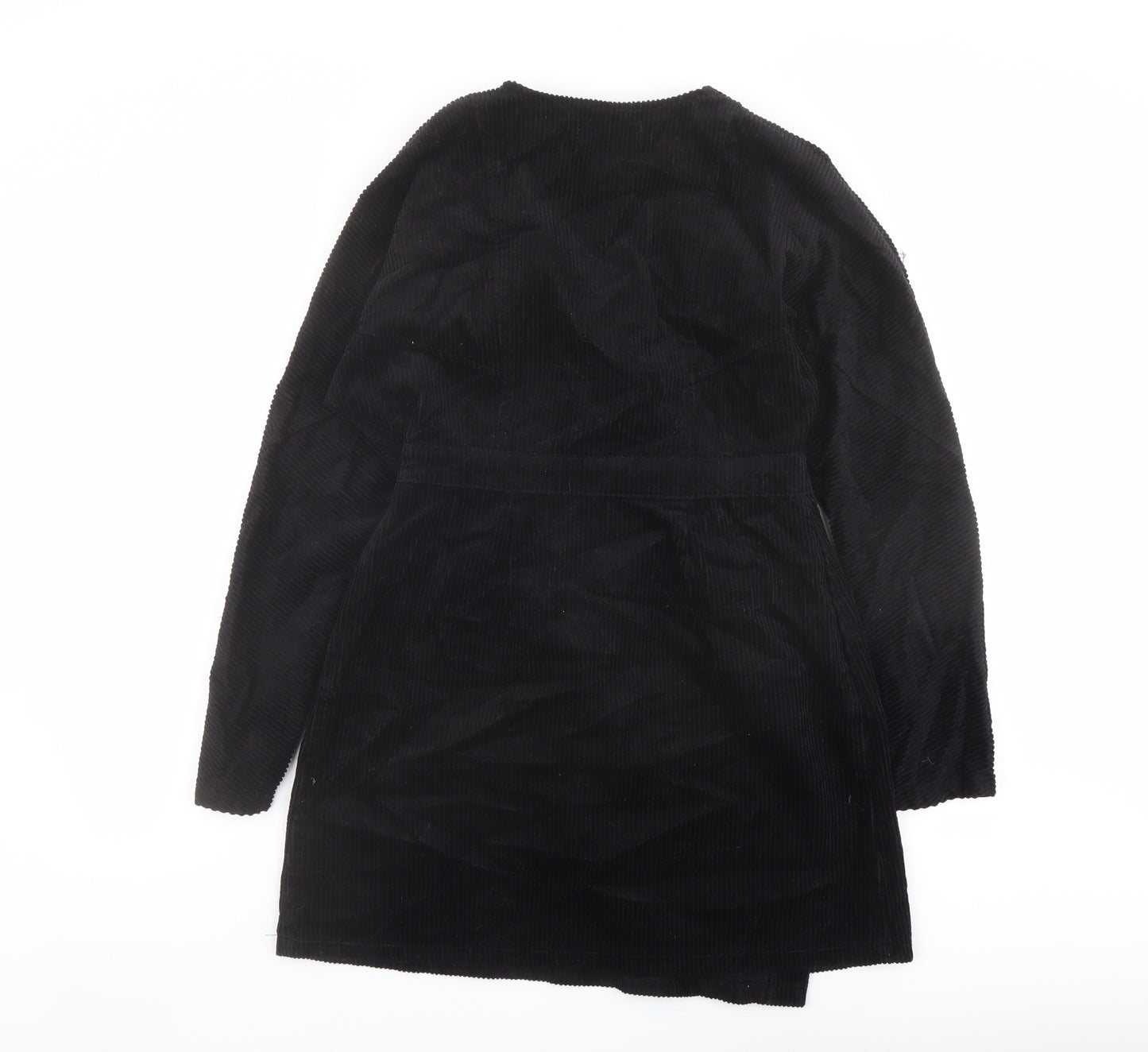Denim & Co. Womens Black Cotton A-Line Size 12 V-Neck Button