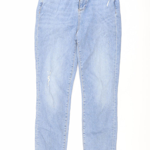 Mint Velvet Womens Blue Cotton Mom Jeans Size 8 L27 in Regular Button