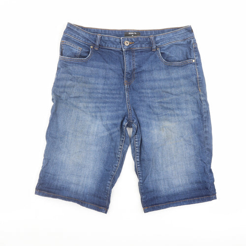 TU Womens Blue Cotton Bermuda Shorts Size 16 L13 in Regular Button