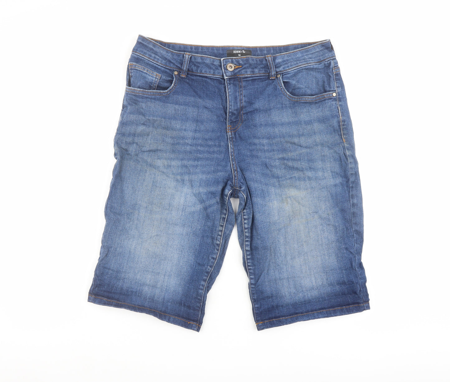 TU Womens Blue Cotton Bermuda Shorts Size 16 L13 in Regular Button