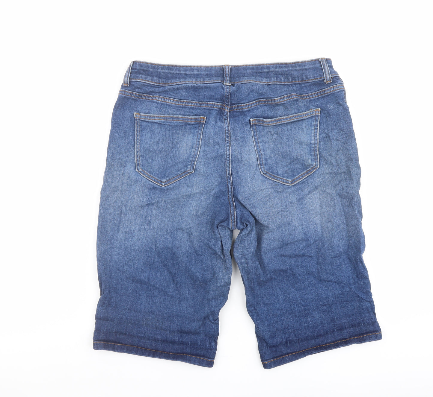 TU Womens Blue Cotton Bermuda Shorts Size 16 L13 in Regular Button