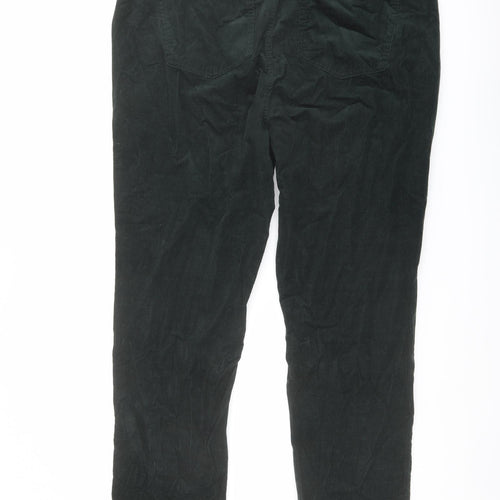 Marks and Spencer Womens Green Cotton Trousers Size 22 L30 in Regular Button