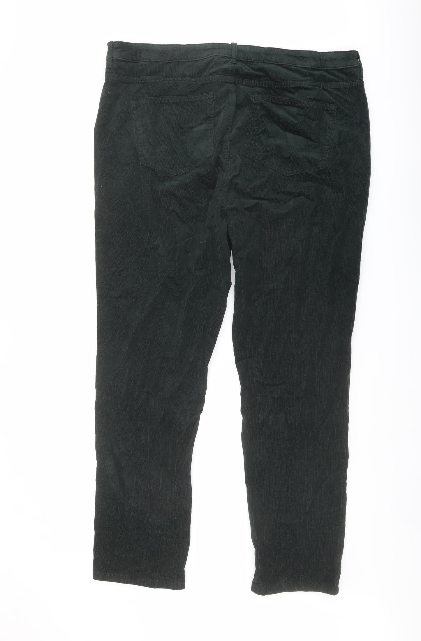Marks and Spencer Womens Green Cotton Trousers Size 22 L30 in Regular Button