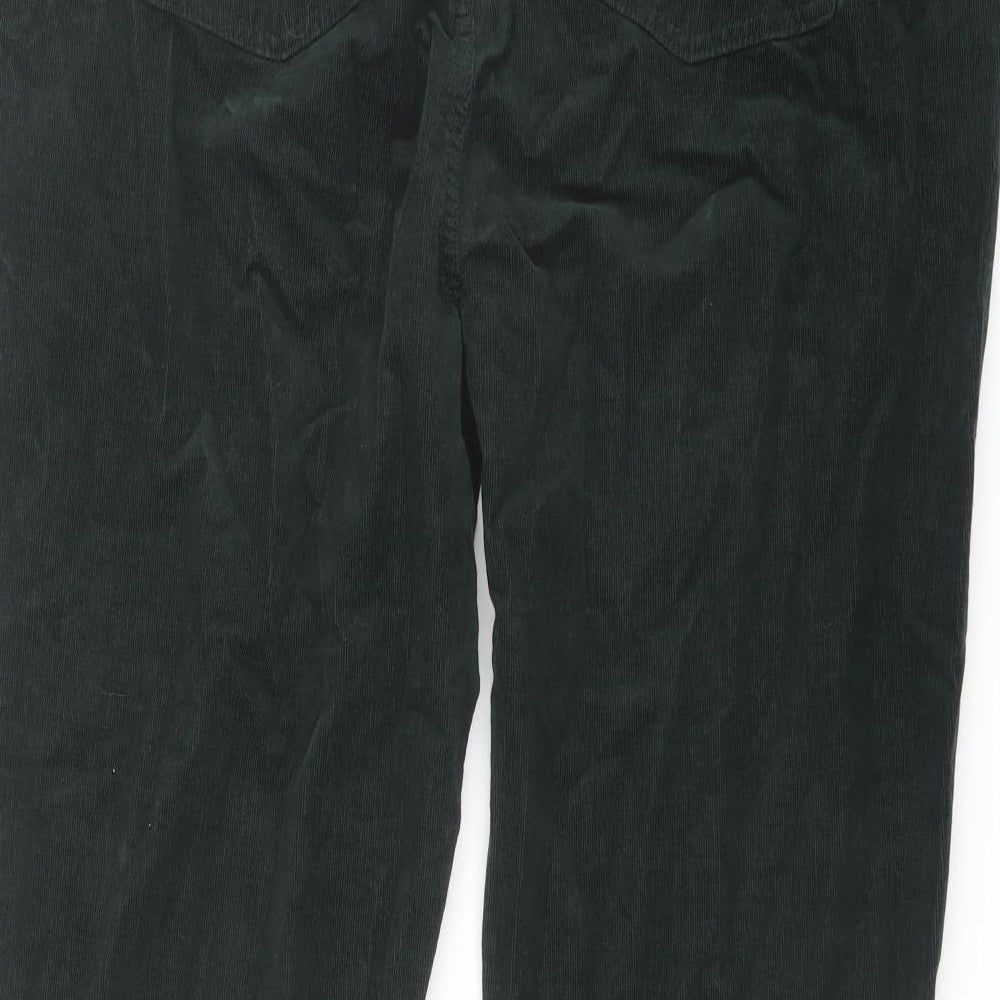 Marks and Spencer Womens Green Cotton Trousers Size 22 L30 in Regular Button