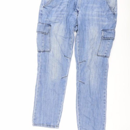 NEXT Womens Blue Cotton Tapered Jeans Size 10 L26 in Regular Button