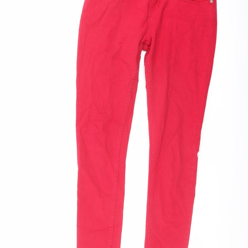 Topshop Womens Pink Cotton Skinny Jeans Size 30 in L32 in Regular Button