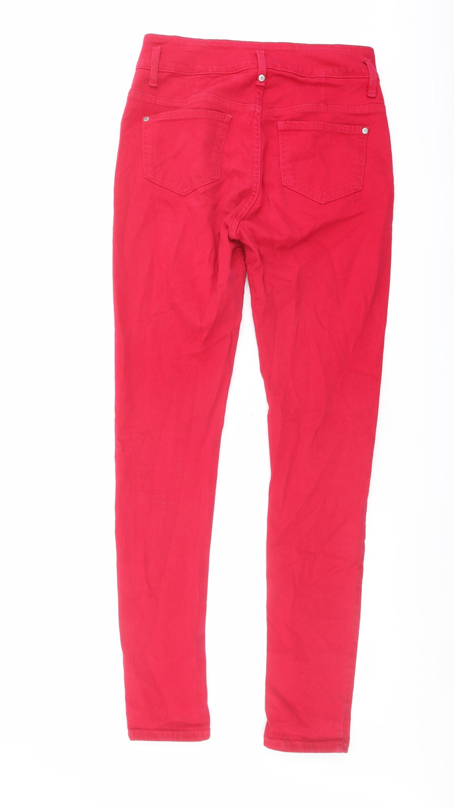 Topshop Womens Pink Cotton Skinny Jeans Size 30 in L32 in Regular Button