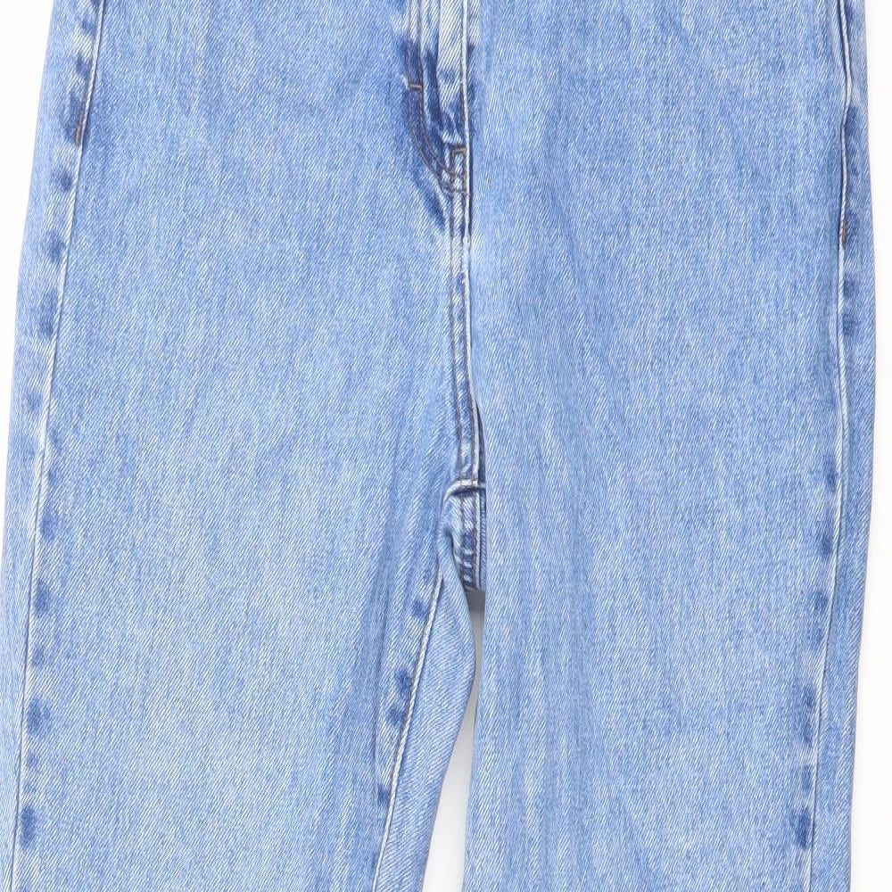 NEXT Womens Blue Cotton Mom Jeans Size 8 L26 in Regular Button
