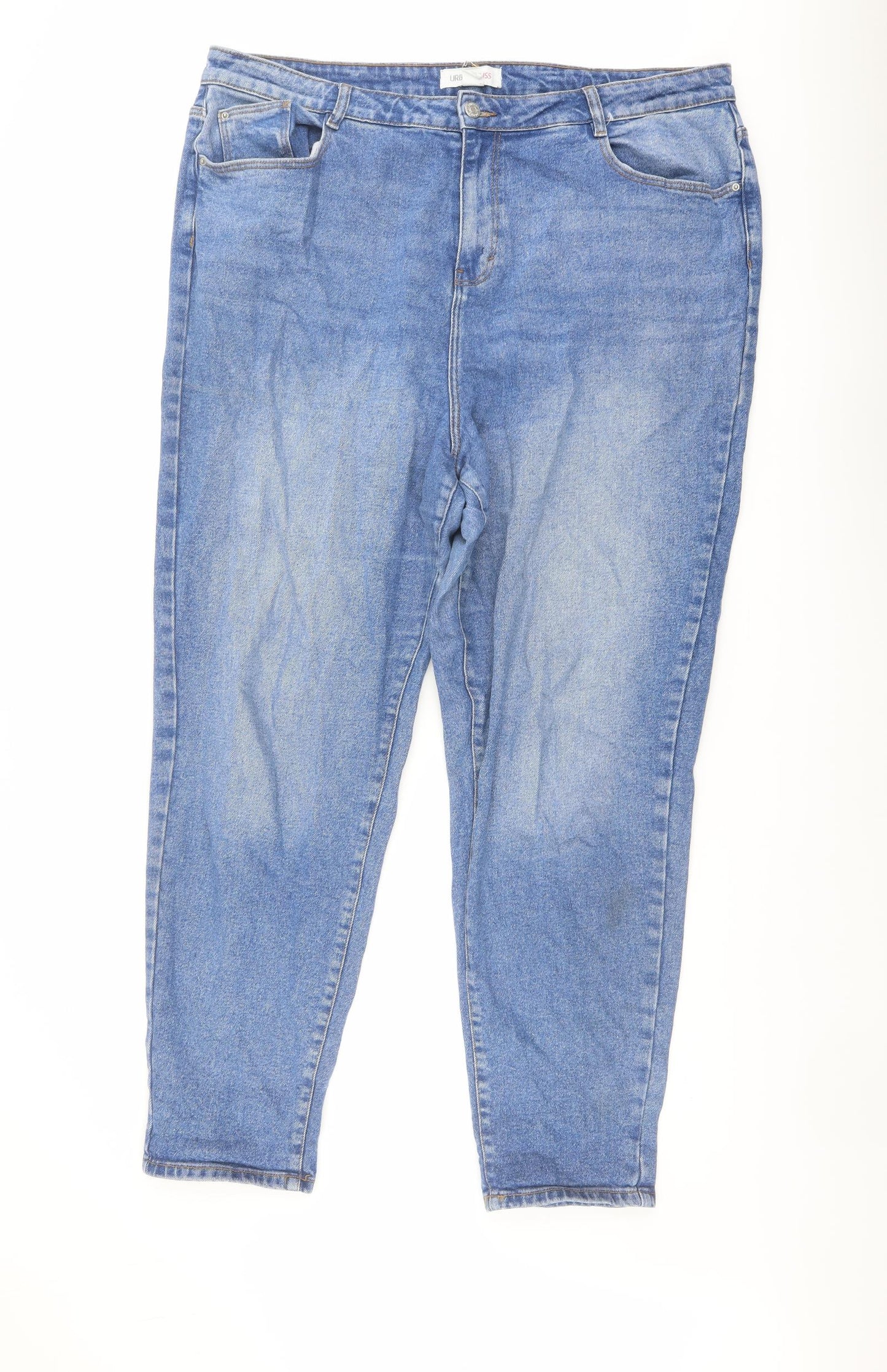 Urban Bliss Womens Blue Cotton Mom Jeans Size 18 L28 in Regular Button
